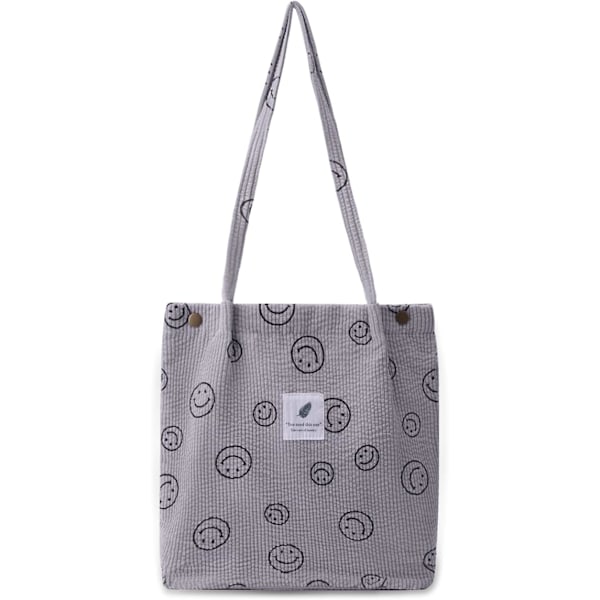 Smiley Face Tote Bag, Cordfløjls Tote Bag Æstetisk Smiley Cute Tote Bags Håndtaske Skuldertasker Teen Girls Trendy Sager