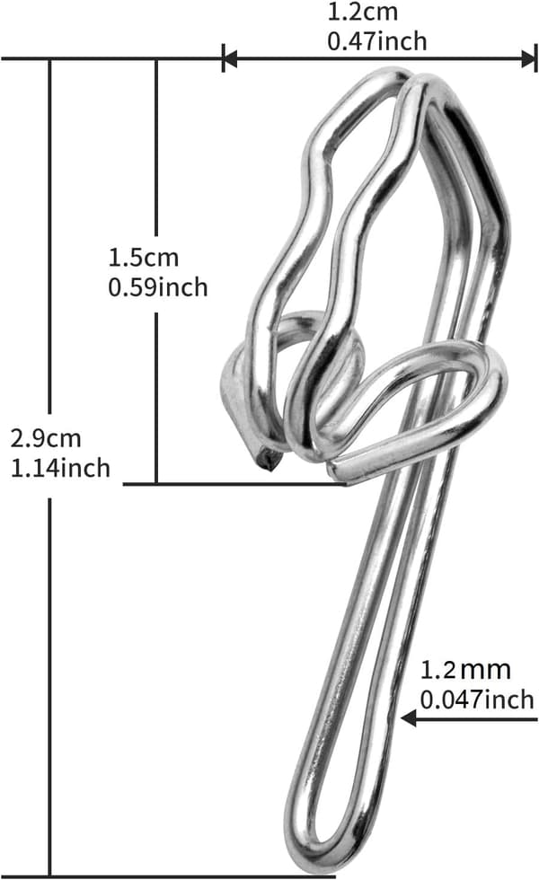 Verhokoukut Metalliset verhonauhakoukut verhoihin 2,9x1,2cm (100 kpl hopea)… Silver