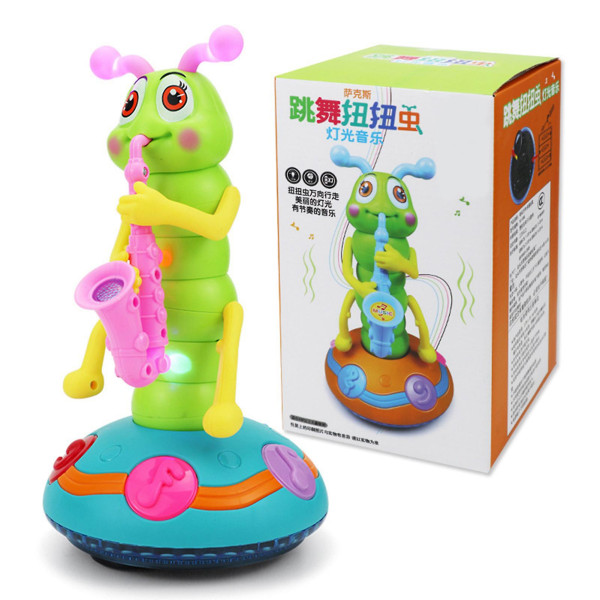 Syngende Dansende Caterpillar Legetøj Blæsende Saxofon Universal Light Baby Pædagogisk Legetøj