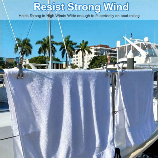 Håndklædepinde Clips - 10 pakke store tøjklemmer af rustfrit stål, kæmpe kraftige tøjklemmer til liggestole poolovertræk