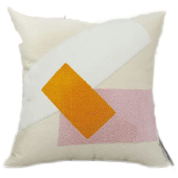 Putetrekk 18x18 sett med 2 med brodert geometrisk mønster nøytral aksent moderne bondegård putetrekk dekorative for sofa seng stue