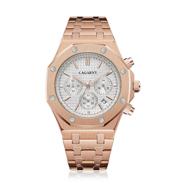 Cagarny 6835 Herrklocka i kvarts med stålband Rose Gold   White