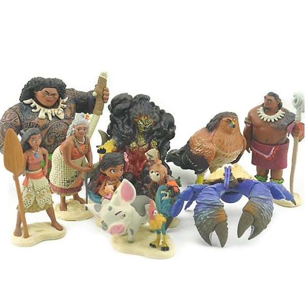 10 kpl Prinsessa Moana Set Lelu, Moana-nukke ja Maui-puolijumalanukke set 3-vuotiaille ja sitä vanhemmille tytöille