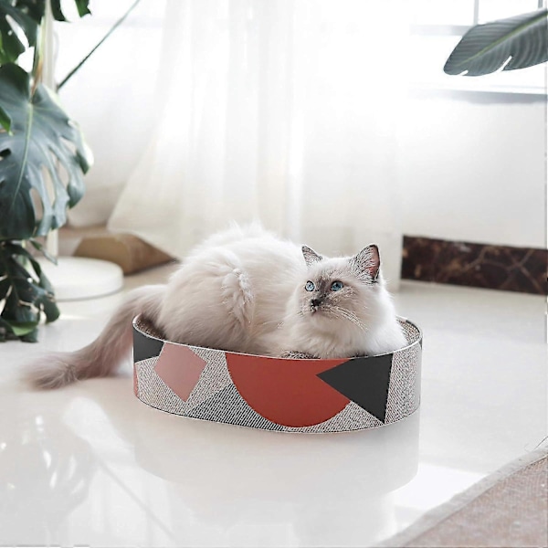 Kattenskrape Kartong Seng Lounge Sofa For Innendørs Katter Oval Form 17\"x13\", Kitty Cat Scratching Pad Gjenbruk Bølgepapp Skrape Varig Møbler