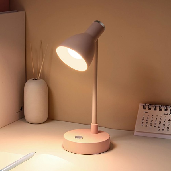 Led øjenbeskyttende læringsbordlampe USB genopladelig læselampe lille bordlampe pink