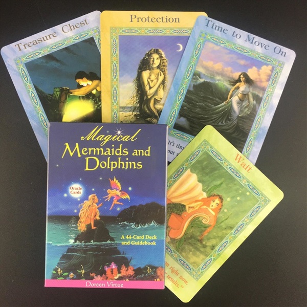 44 st/set Tarot Magiska Sjöjungfrur Och Delfiner Oracle Engelsk Utgåva Konstpapper Kreativt Bordsspel Kort För Att Förutspå