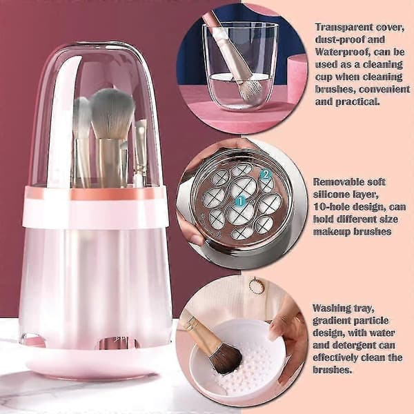 Hason Makeup Børste Organizer Med Støvtæt Låg - Multifunktionel Kosmetikholder