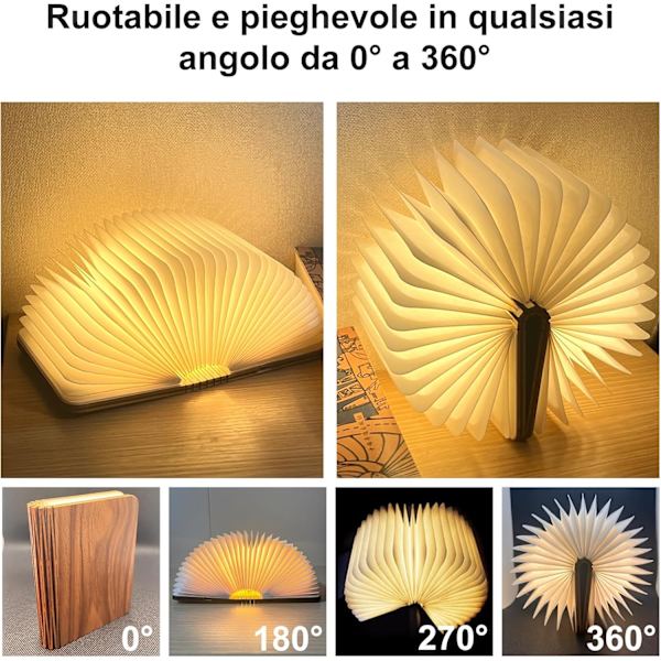 Sammenleggbar LED-boklampe i tre, oppladbar boklampe for husholdningsartikler