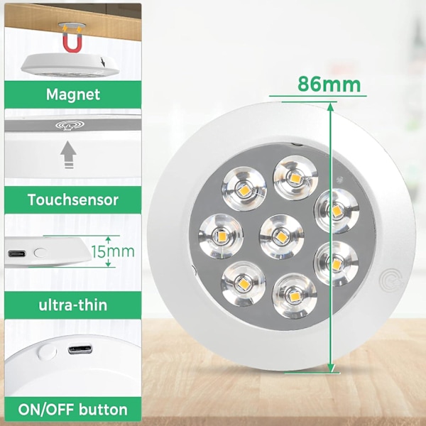 Dimbar LED-touchskaplampe - USB-oppladbar
