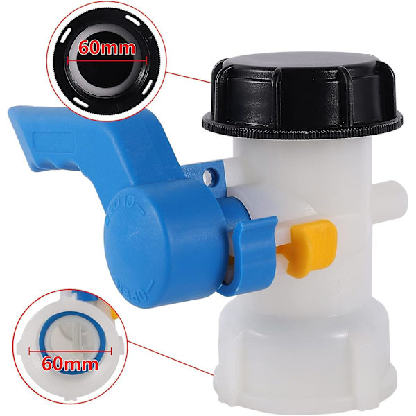 IBC-sovitin 60 mm - 60 mm muoviselle säiliöventtiilille 1000 l, säiliöliitäntä 1000 litraa sadevesisäiliölle,