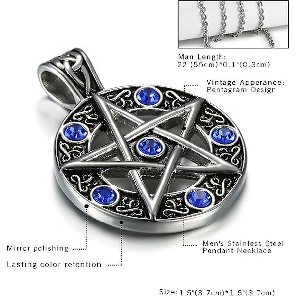 Joululahjat Miehille Ruostumattomasta Teräksestä Tehty Ontto Vintage-Tähti Pentagrammi Pentacle-Ristiriipus Kaulakoru