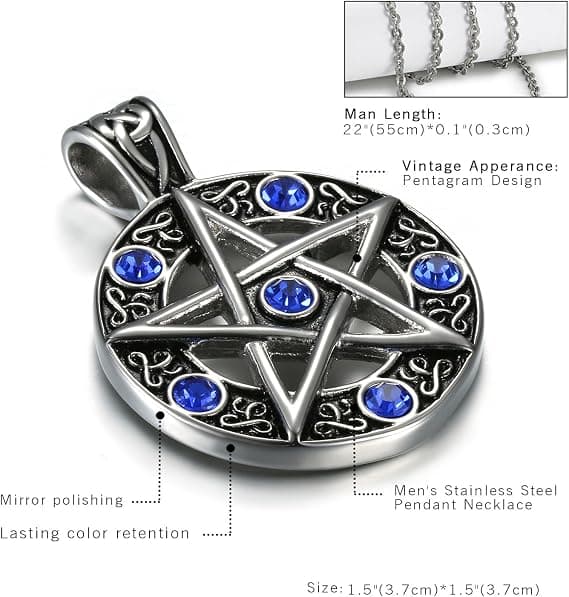 Julegaver Mænds Rustfrit Stål Hul Vintage Stjerne Pentagram Pentacle Vedhæng Halskæde