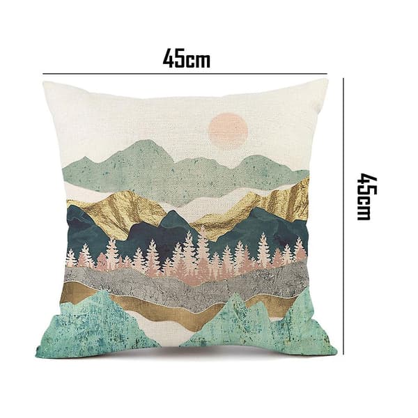 Målad landskapsmålning, landskapsmålning, sol och måne kuddfodral Style1 45*45cm 45*45cm style2