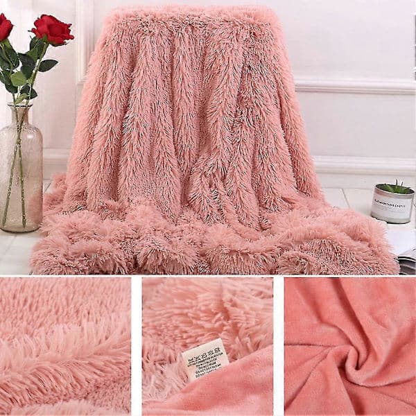 80x120cm Blødt Fluffy Rya Tæppe Varm Seng Sofabetræk Sengetæppe Tæppe Lys orange