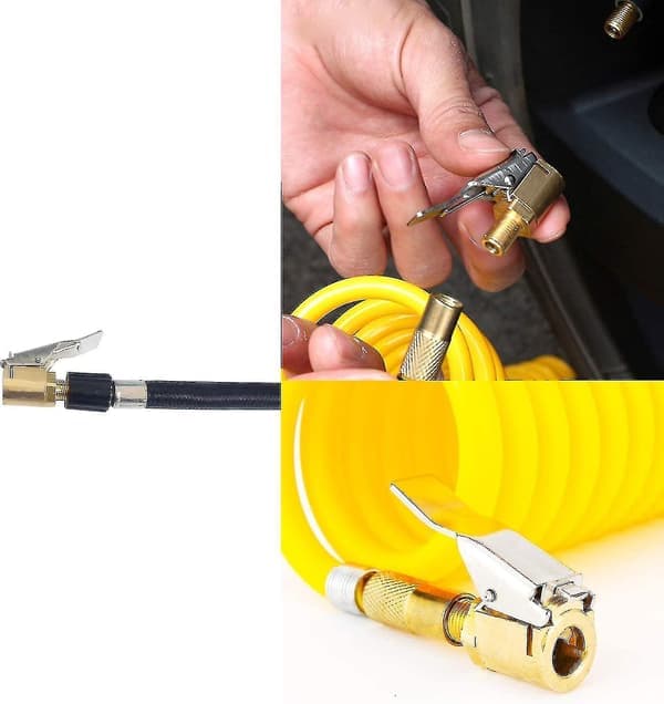 2-delt bildekkventiladapter, 8 mm pumpedyse messing oppblåsningsventil klemmeadapter