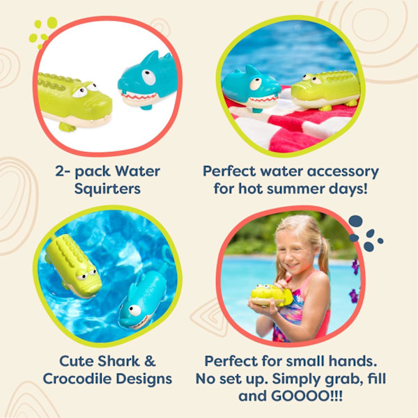 2-pack Splishin' Splash djurvattensprutare – sommar- och vattenleksaker för barn, stänkande sommarleksaker