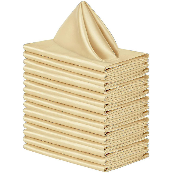 12 st Tygnapkiner, Tum Satin Bordsnapkiner, Återanvändbara Napkiner i Tyg för Bröllop 43*43cm champagne