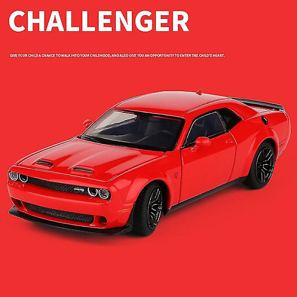 1:32 Dodge Challenger SRT Legering Sportbil Modell Diecast & Leksak Metall Muskelbil Modell Simulering Ljud Och Ljus Barnpresenter Red