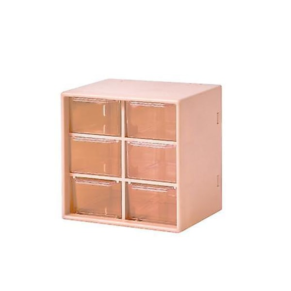 2 stk. Opbevaringskasser med 6 Skuffer - Skrivebordsopbevaring Organizer Mini Skuffer til Håndværk Smykker Kosmetik Kunst Sytilbehør with 6 Drawers Meat Powder