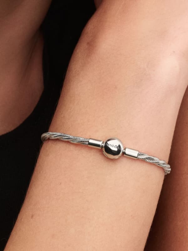Pandora - Rund P-lås Tvinnad Ormkedja - Sterlingsilver 7.1in/18cm