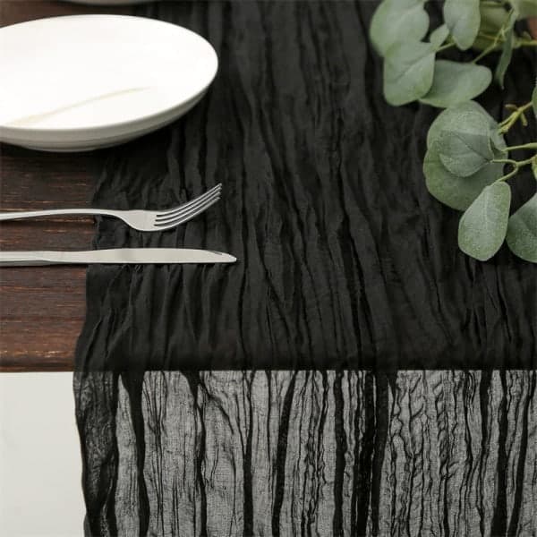 Bohemsk rustikk gasbind duk Lys rosa gasbind duk til babyshower dekorasjon svart 90cmx400cm black 90cmx400cm