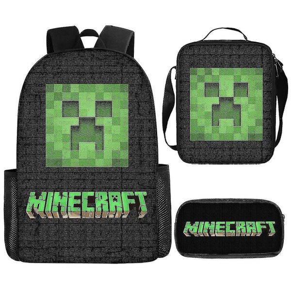 Minecraft Primary and Secondary School Tasker Minecraft Game Perifer rygsæk i tre dele pencil case 3