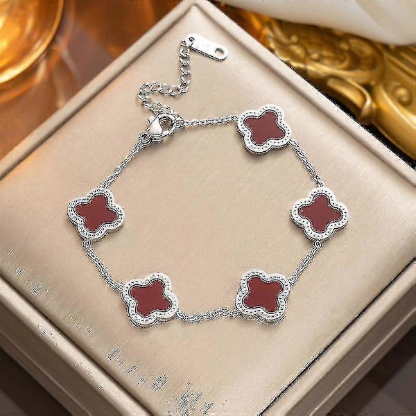 Fyrklöver Smycken, Armband i Titanstål red