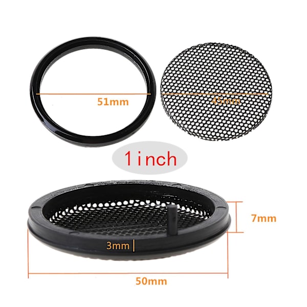 1/2/3/4/5/6 tum svart bilhögtalargaller nät runt horn skyddande lock Black 1inch