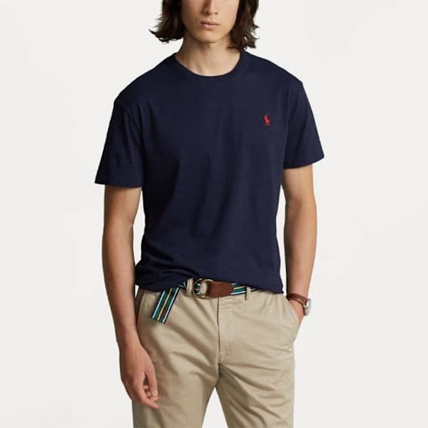 PoloRalphLauren Herr T-shirt Bomull Kortärmad Rund Hals Pullover Tee Topp Grå Storlek M Grå M Grey M