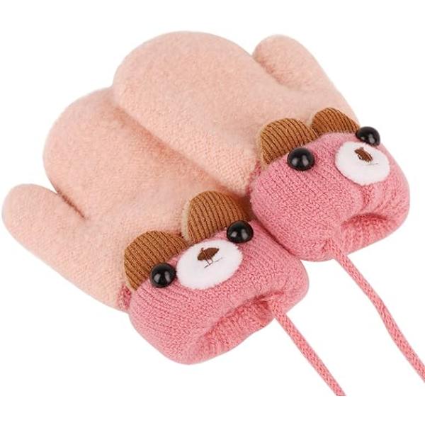 Toddler Magic Stretch Mittens Tykke Plysjforet, Vinter Baby Boys Girls Strikkede Hansker Varme Fluffy Full Finger Hansker Kaldt Vær Ski Hansker