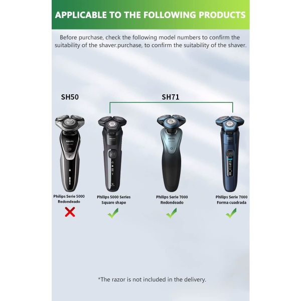 7000 erstatningshoved, Philips One Blade Electric Shaver Series 7000 5000 Triple våd og tør barberkniv til mænd Barberhoved, tilbehør