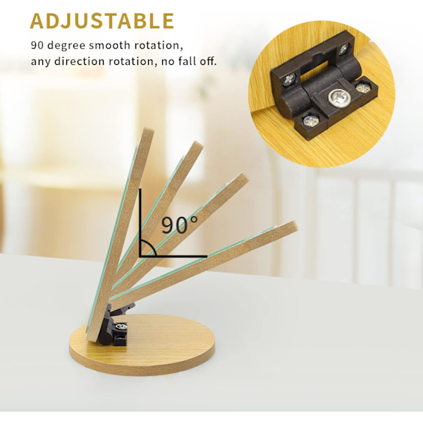 Makeup Stand, Bord Spejl Kreativ Katteøre Form, Justerbar Vinkel Desktop Forfængelighed Spejl, Bord Spejl med Træ Base - Sød Stil Forfængelighed Spejl
