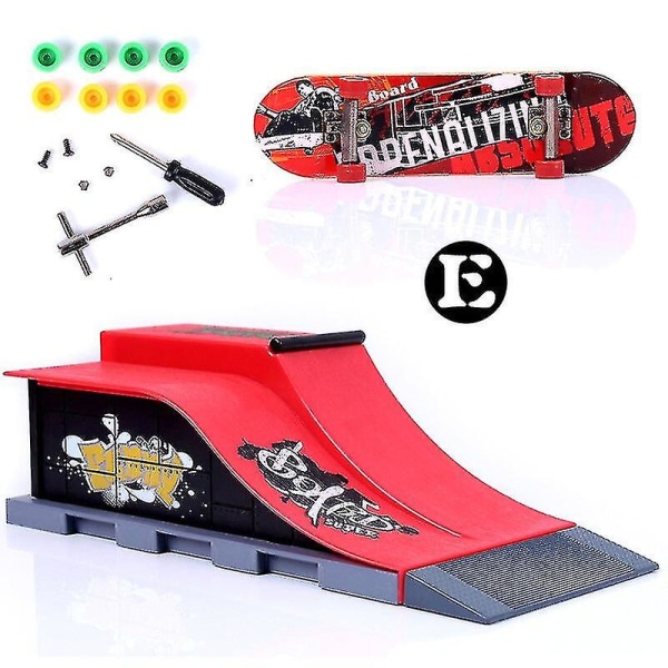 Mini Skatepark för Finger Skateboard Fält Kombination Leksak Skateboard Park Ramp Leksak Skateboard Ramp Style E