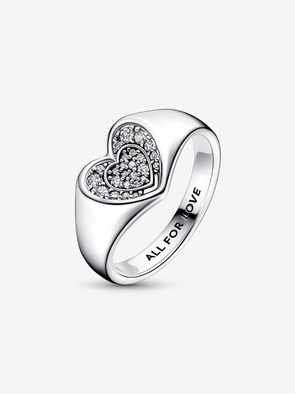Pandora - Radiant Heart Pavé Signet Ring - Sterlingsilver Circumference: 54mm