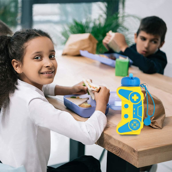 Generisk barnvattenflaska med nyckelring 600 ml Flickor och pojkar Speldrickflaska för skolan - Läckagesäker återanvändbar BPA-fri för barndrycker