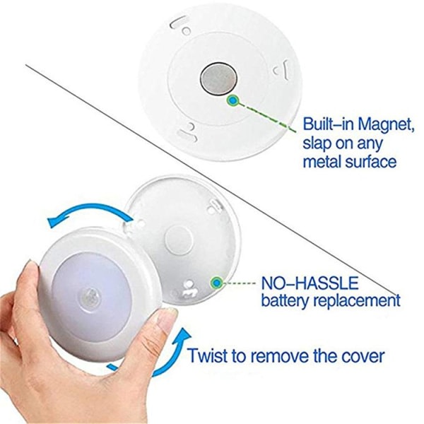 3 set detektor LED-lampor med detektor vitt ljus rund induktionslampa