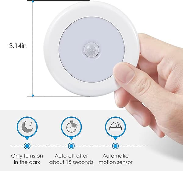 (6 stk.) Led Sensor Lys. Led Lampe Med Detektor. Led Natlys Til Trapper
