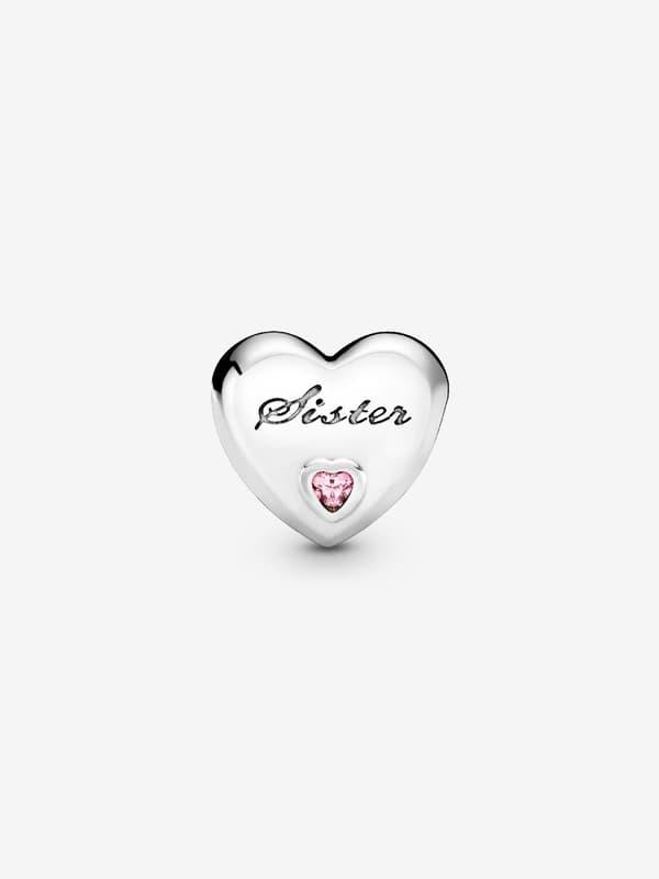 Pandora - Søsterhjerte Charm - Sterlingsølv