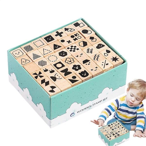 Geometriskt djurstämpelleksaksset, set med 42 klippbokstillbehör