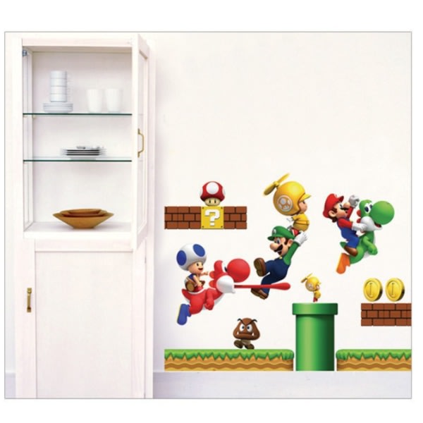2 pakke til Nintendo New Super Mario Bros Build A Scene Peel and Stick Vægskilte Super Mario-klistermærke til soveværelset