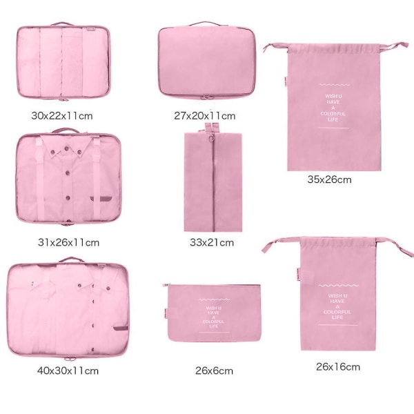 Pakkekuber Bagagepakningsarrangører til rejsetilbehør Pink