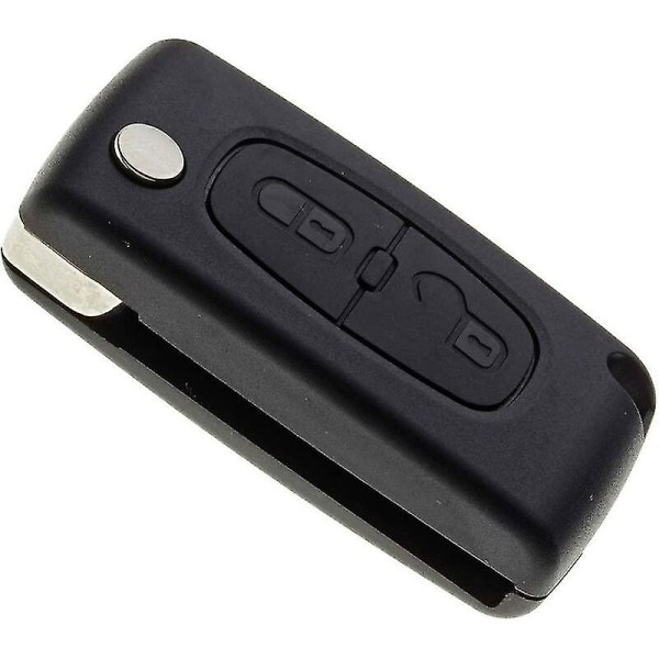 Bladlös nyckelbricka kompatibel med Peugeot 207, 307 och 308 med 1 Maxell Cr1620 batteri | 2-knapps dimljus fjärrkontroll för bilnyckel (hy)