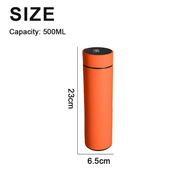 Water Bottle With Led Temperature Display,double Walled Vacuum Insulated Water Bottle Matte Orange