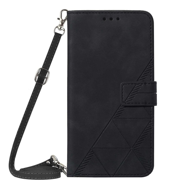 Etui til Samsung Galaxy S23 Ultra 5g med snor, crossbody-reim og lommebok i skinn med magnetisk lukking black