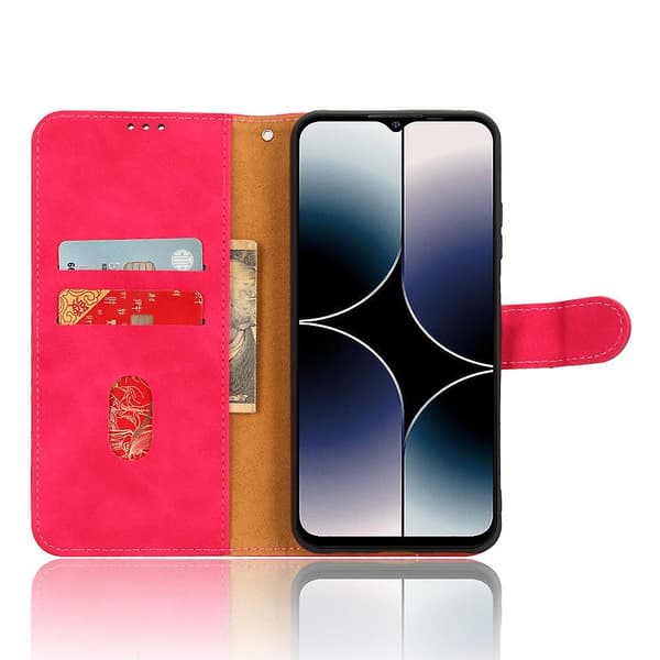 Ulefone Note 16 Pro -nahkakotelo, jossa korttipaikat ja jalusta Rose