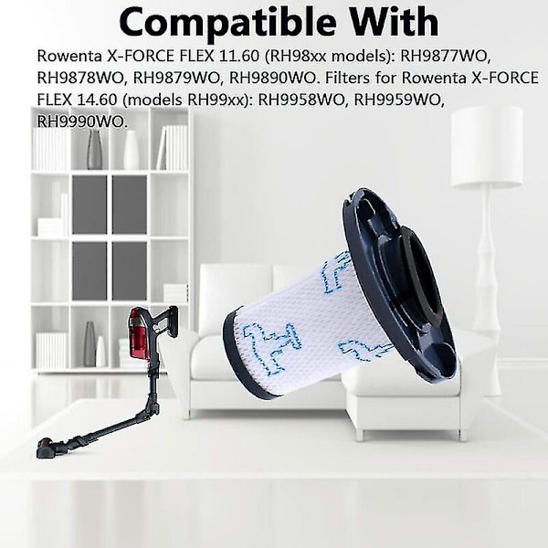 Suodatin Rowenta X-force Flex 11.60 Rh98xx -imurin varaosiin, suodatin Rowenta X-force Flex 14.60 Rh99xx -imurin varaosiin, suod