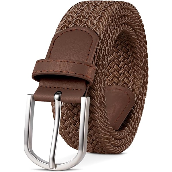 Herrbälte, Elastiskt flätat bälte Unisex Herr Dam Flätat Elastiskt Stretch Vävt Bälte 33mm(1,25\"), Längd 42\"(107cm) Passar Midja 33\"-36\", Flera Färger Brown