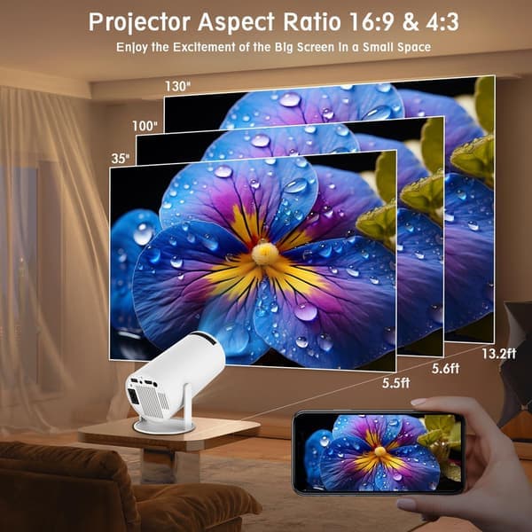 Mini 4K-projektor med WiFi & Bluetooth – Android 11, automatisk keystone-korrektion, 180° rotation