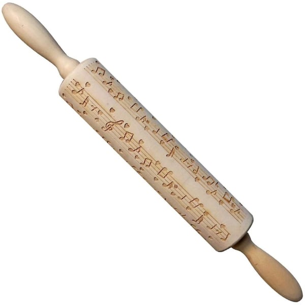 Christmas Wooden Rolling Pins Musical Notes Engraved Embossing Rolling Pin With Christmas Symbols Kitchen Baking Tools