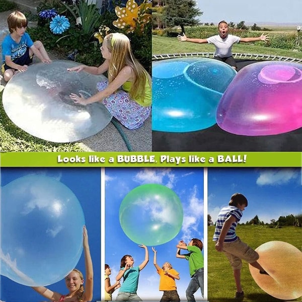 Bubbelboll leksak för vuxna barn, uppblåsbar vattenboll kul sommar strand boll mjuk gummiball utomhusspel present 70cm Green